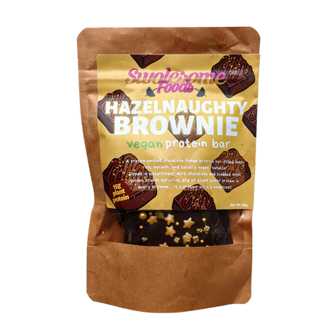 HAZELNAUGHTY VEGAN PROTEIN BROWNIE